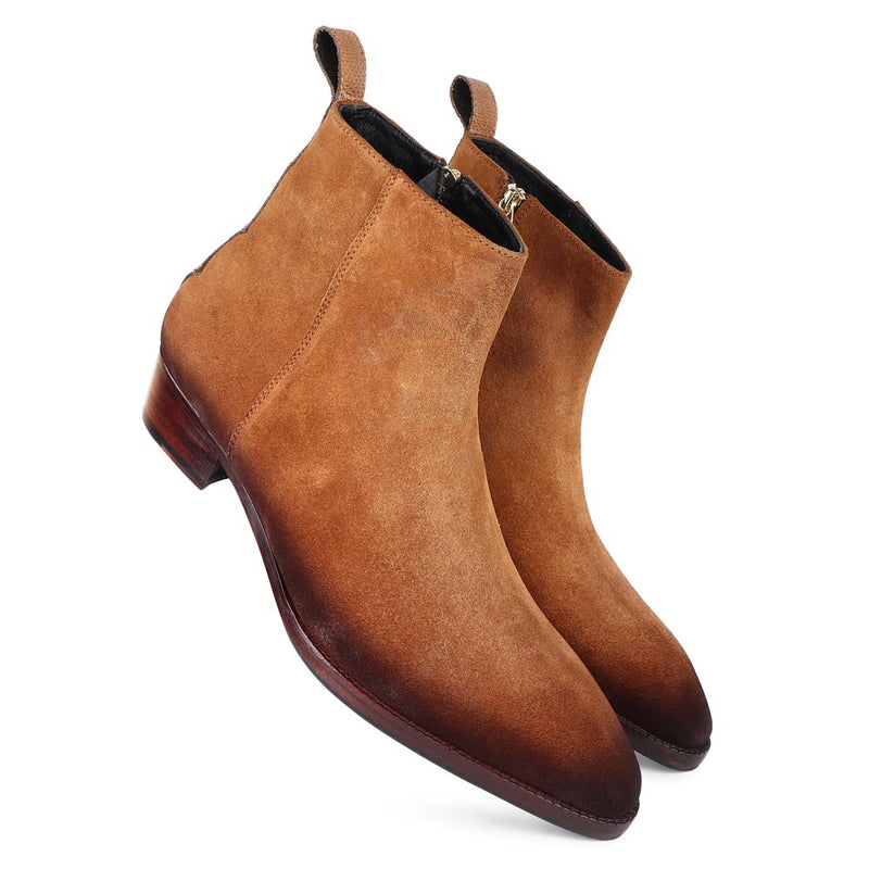 Tan Burnished Suede Modern Zip boots