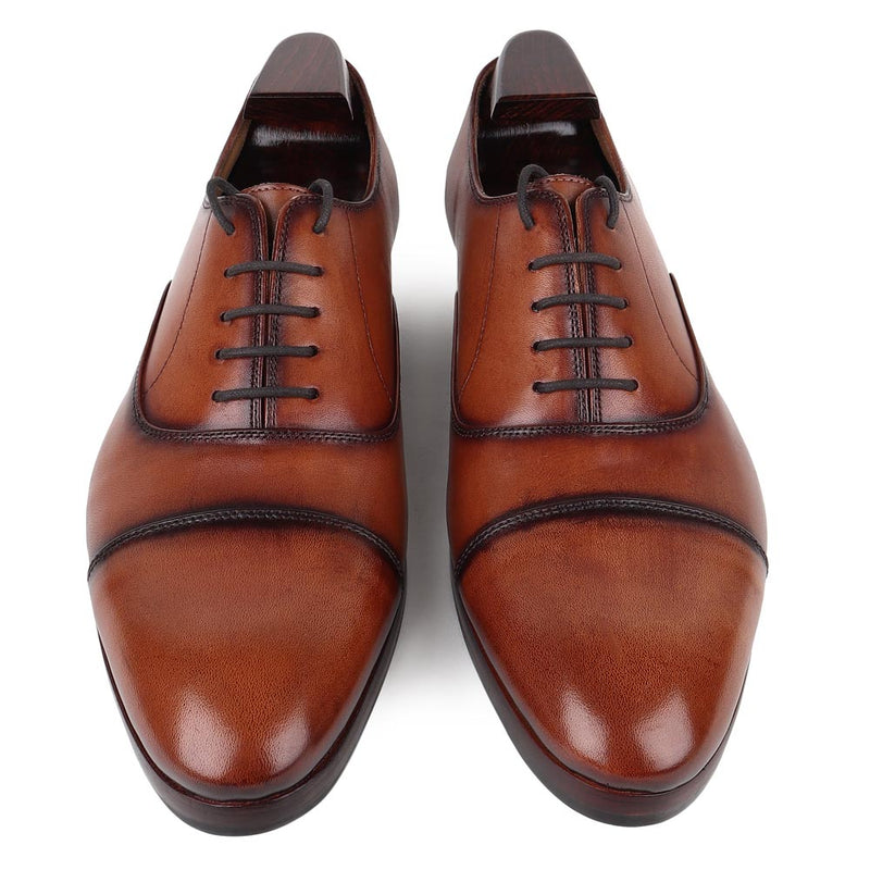 Tan Mirror Glossed Patina Classic Captoe Oxfords Reamstered