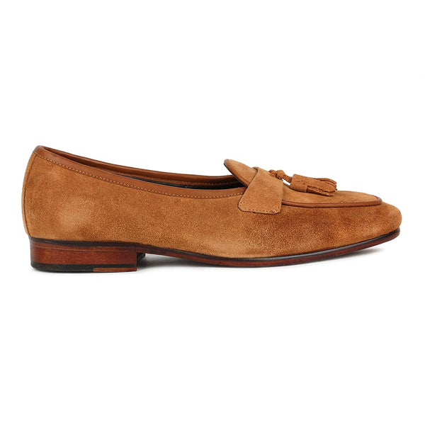 Suede Sleek Belgian Tassel Loafers