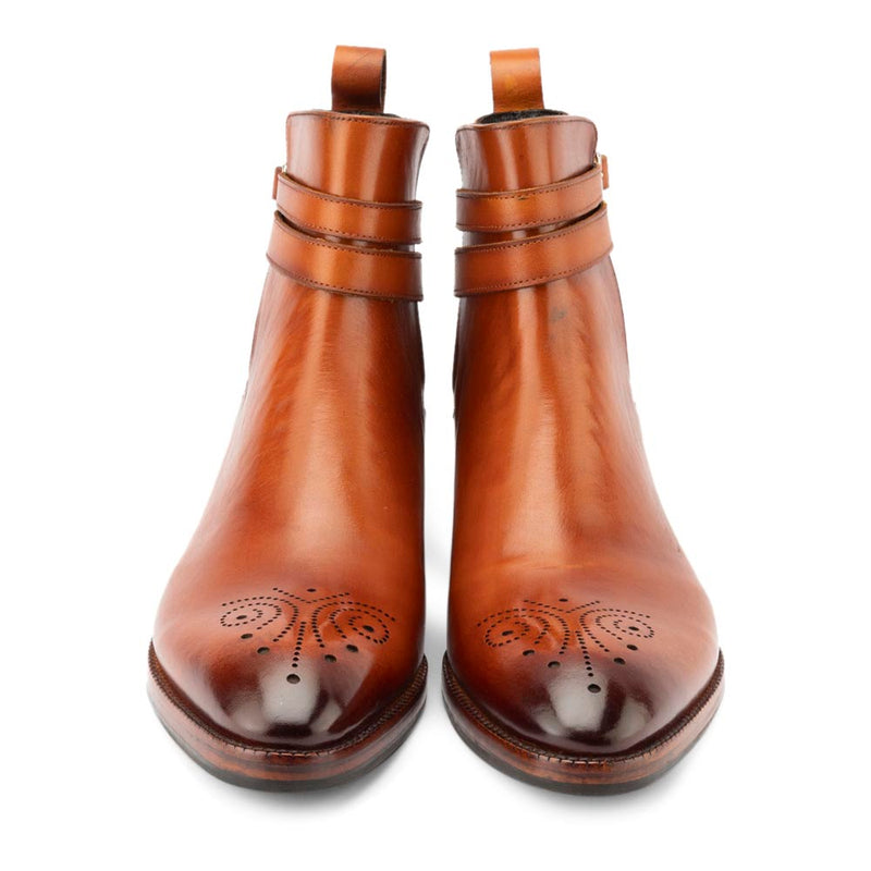 Tan Glossed Modern Jodhpur Boots