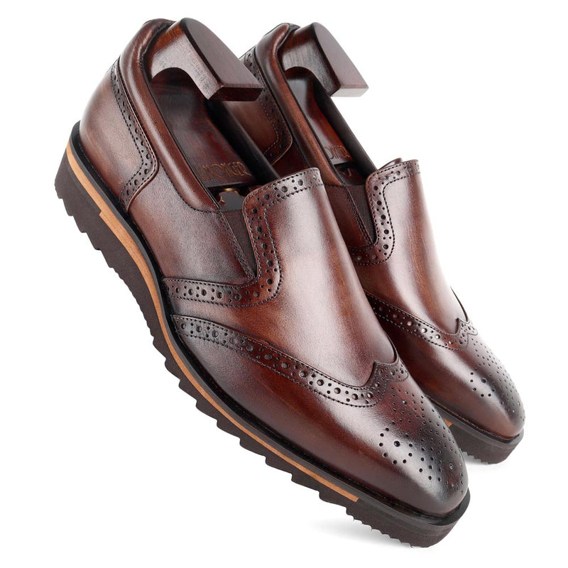 Brown Extralight Tooth Sole Wingtip Loafers