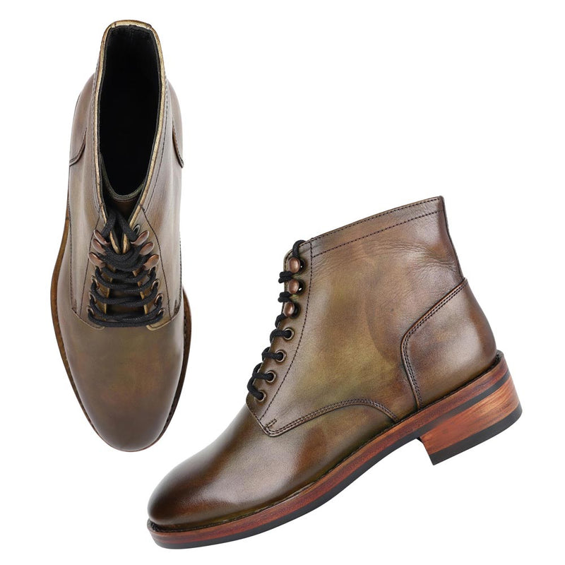 Olive Green Patina Goodyear Welted Boots