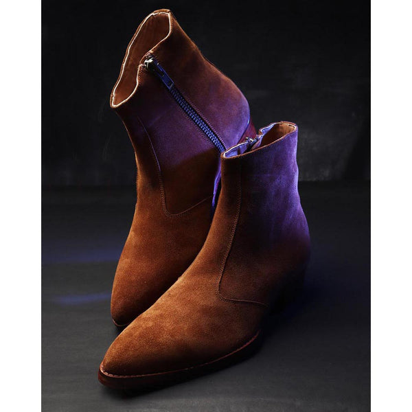 Handmade Men Brown Suede Chelsea Boots, Mens Suede Ankle Boots, Mens Boots