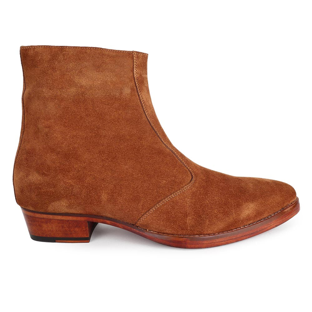 Tan Suede Zip Classic Cowboy Boot – FELLMONGER - Main Image