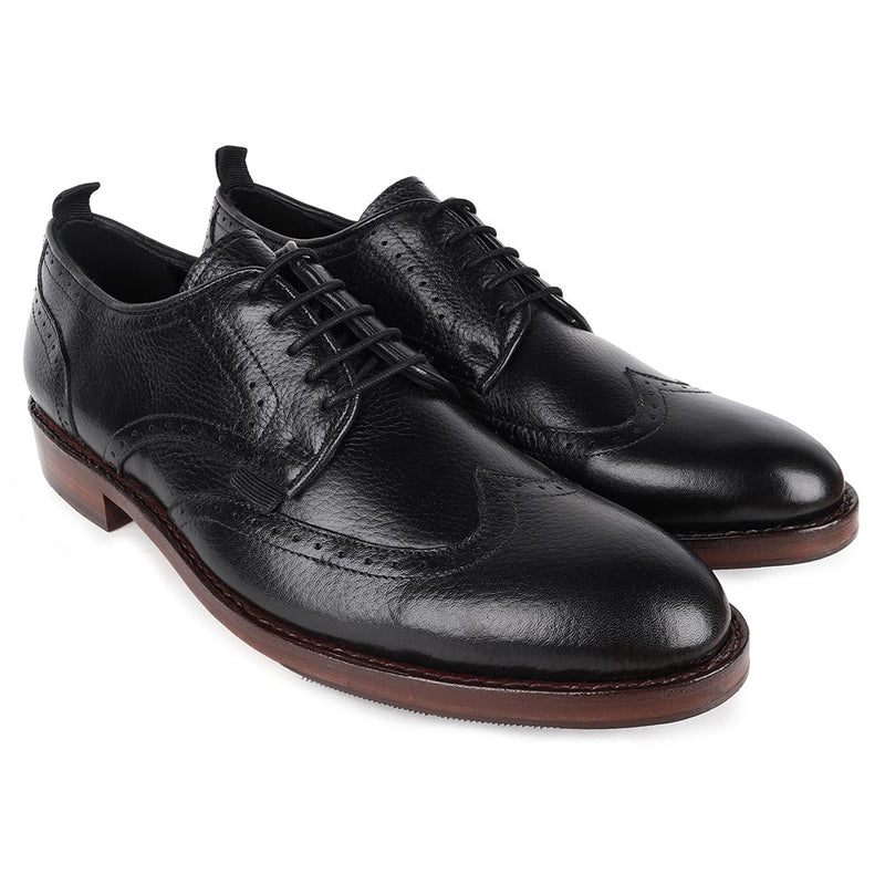 Black Supersoft Milled Goodyear Welted Derby Brogue With Fiddle Back