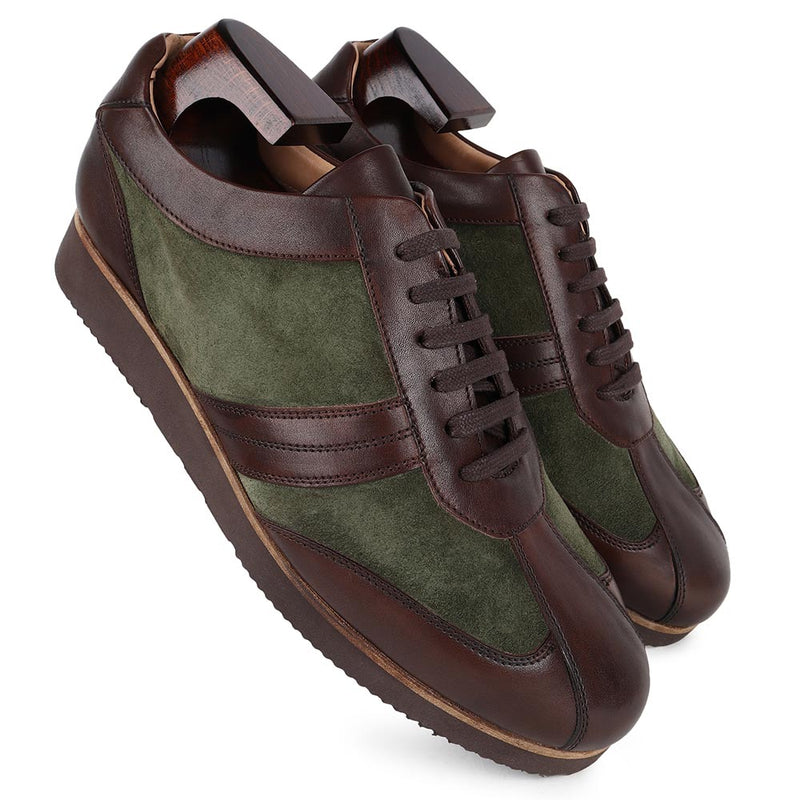 Brown + Olive Green Suede Classic Lightweight Sneakers