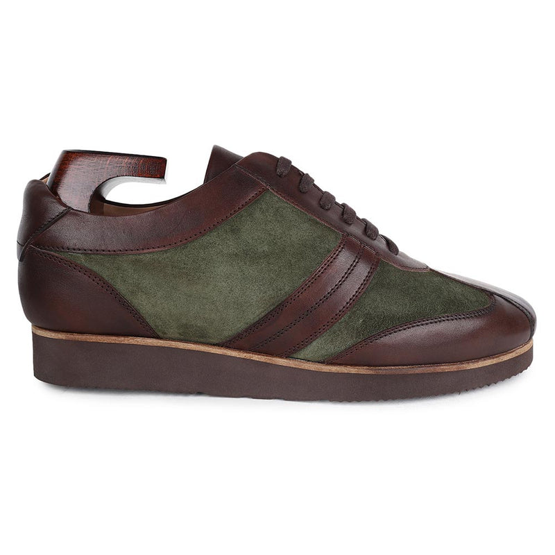 Brown + Olive Green Suede Classic Lightweight Sneakers