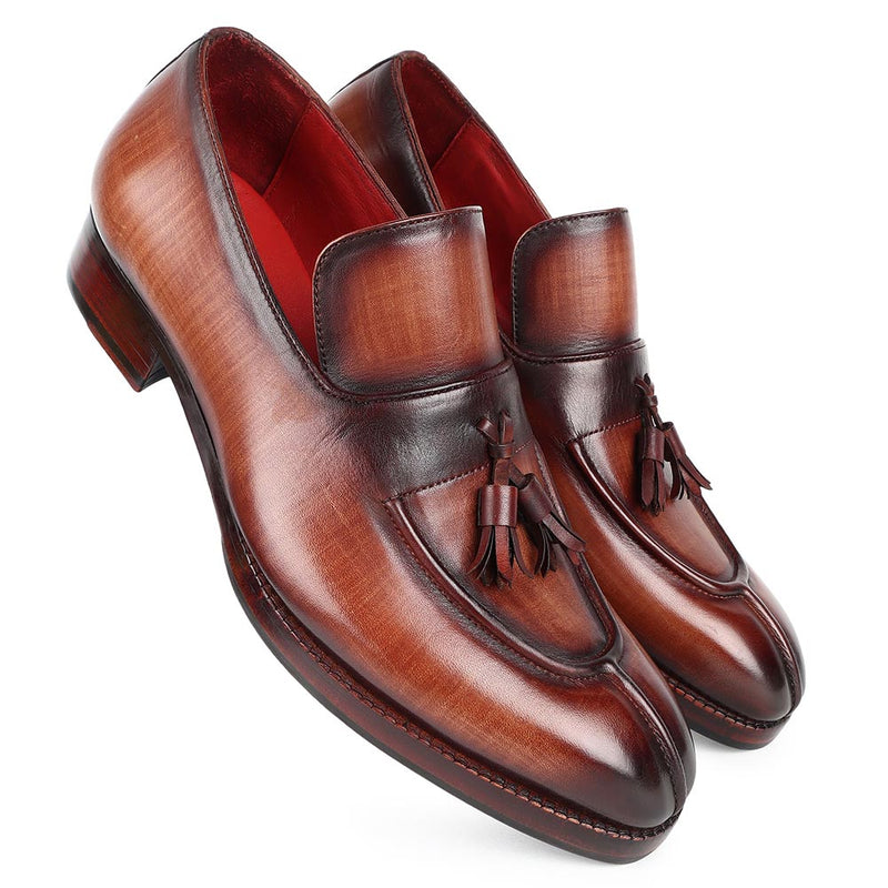 Tan Check Patina Mirror Glossed Tassel Loafers