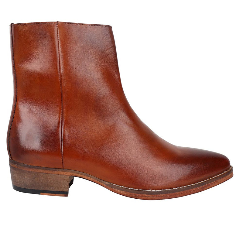 Tan Classic Zip Cowboy Boots