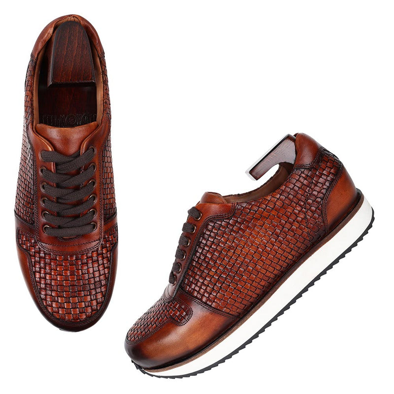 Tan Extralight Trainers With Woven Leather Detail