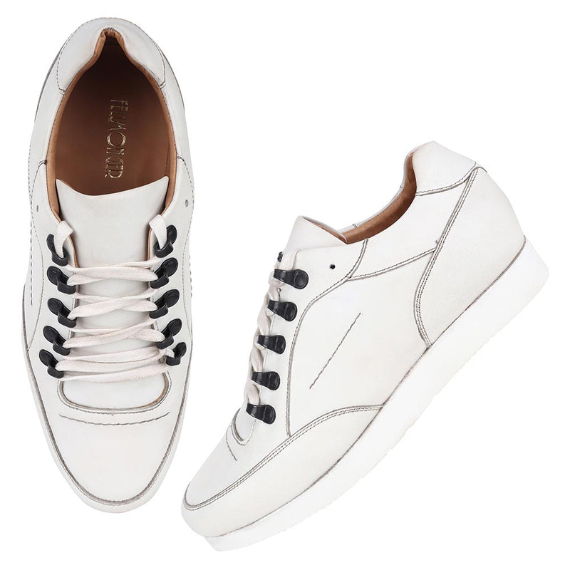 White Classic Lightweight Sneakers With Metal Rivets