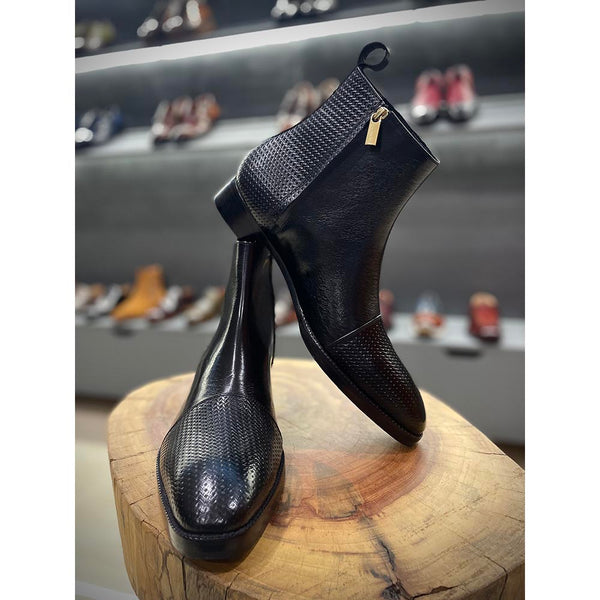 Black Mirror Glossed Gladiator Boots