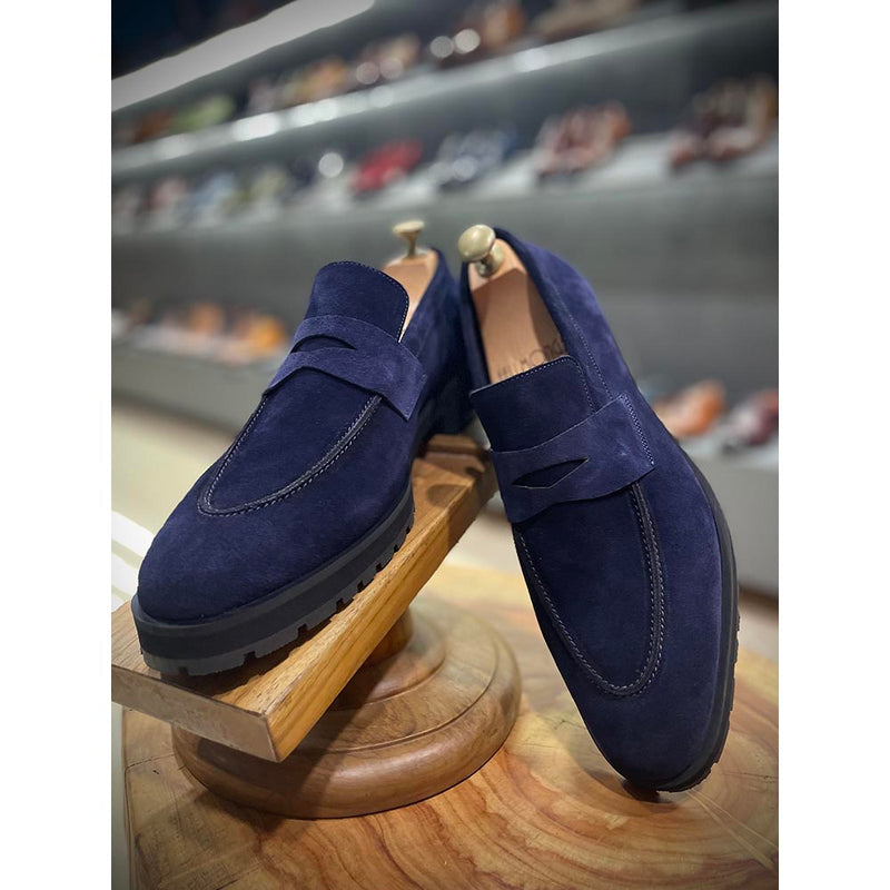 Navy Blue Suede Extralight Classic Penny All Day Loafer