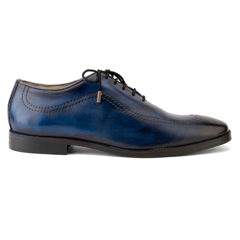 Blue Handpainted Patina Oxford with Stitch detail