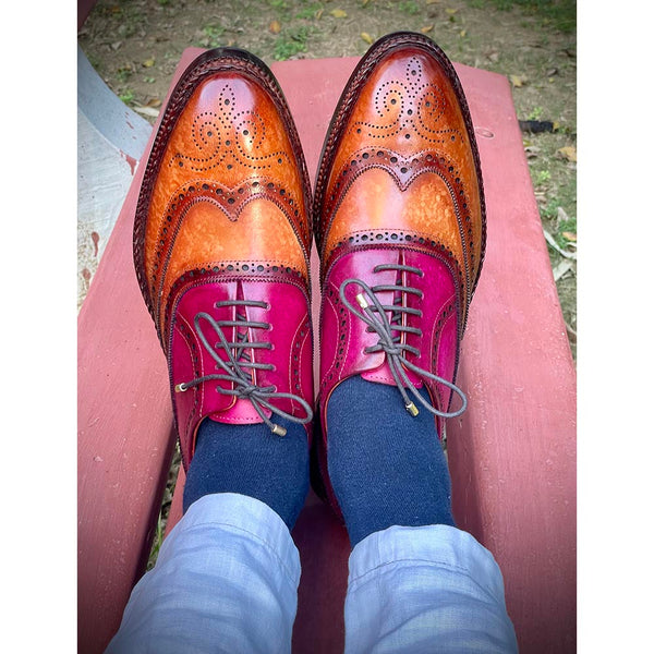 Dual Tone Marble Patina Glossed Brogue Oxofrds