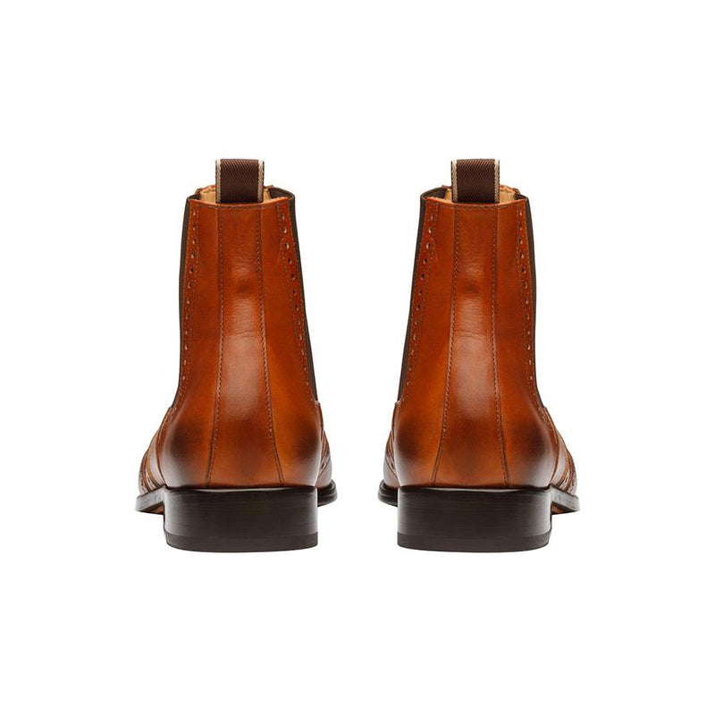 Tan Wingtip Detail  Chelsea Boots