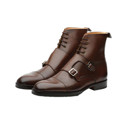 Brown Double Buckle Boots