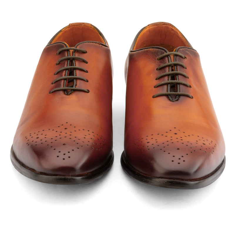 TAN PATINA MEDALLION WHOLECUT OXFORD