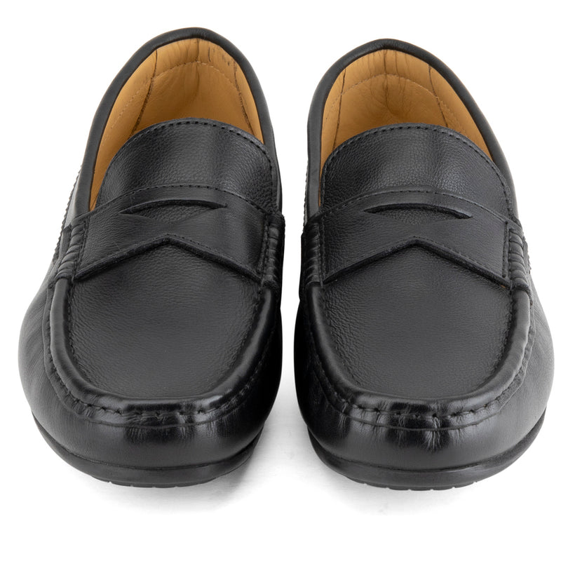 Black Milled Penny Loafers
