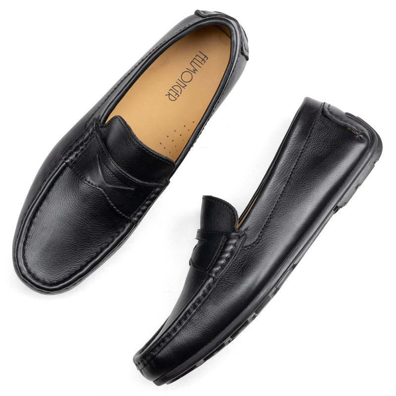 Black Milled Penny Loafers