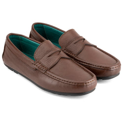 Brown Milled Penny Loafers