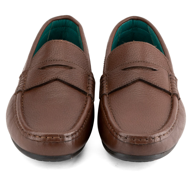 Brown Milled Penny Loafers