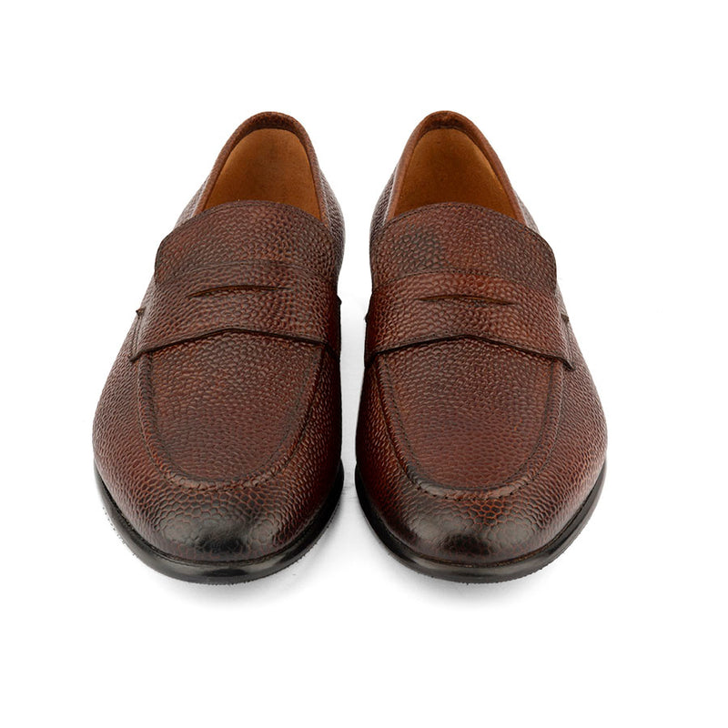 Brown Grain Penny Loafers