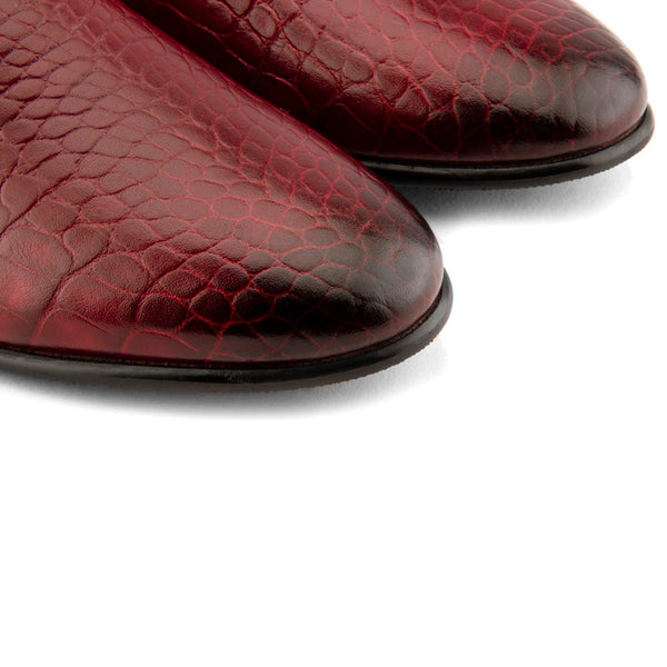Burgundy Croco Slipons